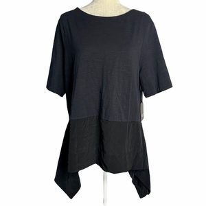 Vera Wang Handkerchief Hem Tunic Top XL Black